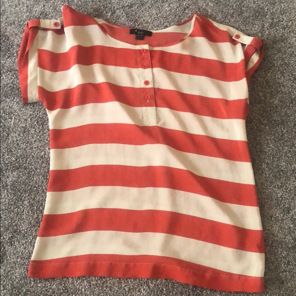 Forever 21 red and beige stripped top